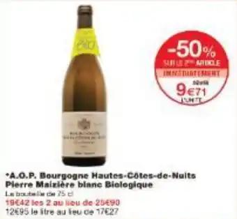 A.O.P. Bourgogne Hautes-Côtes-de-Nuits Pierre Maizière blanc Biologique 75 cl