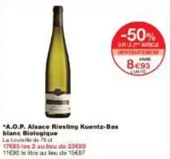 A.O.P. Alsace Riesling Kuentz-Bas blanc Biologique 75 cl