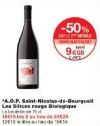 A.O.P. Saint-Nicolas-de-Bourgueil Les Silices rouge Biologique 75 cl