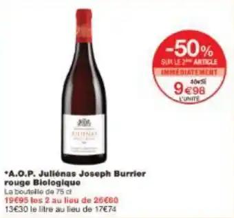 A.O.P. Jullenas Joseph Burrier rouge Biologique 75 cl