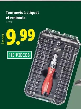 Parkside Tournevis à cliquet et embouts