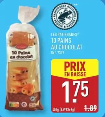 Les patissades 10 pains au chocolat 450 g