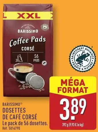 Barissimo dosettes de café corsé 392 g