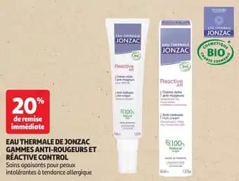 Eau thermale de jonzac gammes anti-rougeurs et réactive control