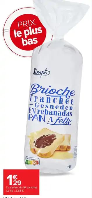 SIMPL Brioche tranchée 500 g