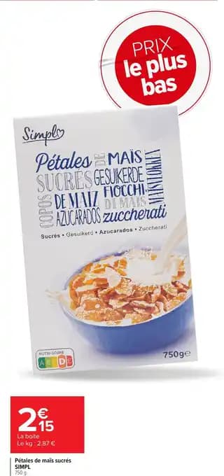SIMPL Pétales de maïs sucrés 750 g
