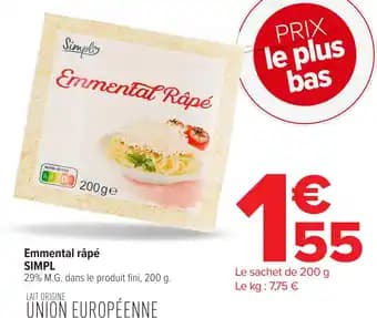 SIMPL Emmental râpé 200 g