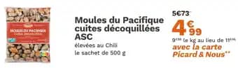 Moules du Pacifique cuites décoquillées ASC 500 g
