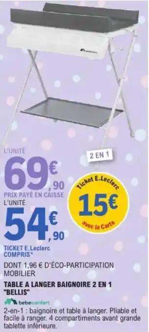 Table a langer baignoire 2 en 1 bellis