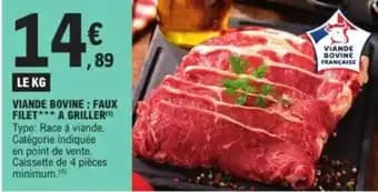 Viande bovine : faux filet a griller