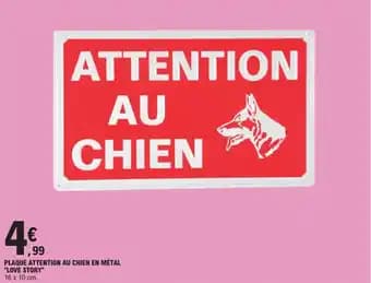 Plaque attention au chien en métal "love story"