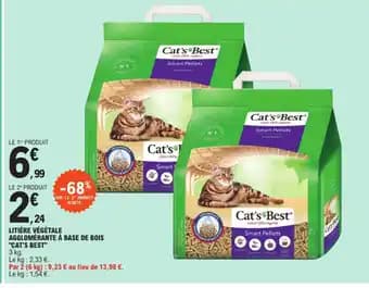 "CAT'S BEST" Litière végétale agglomérante à base de bois 3 kg