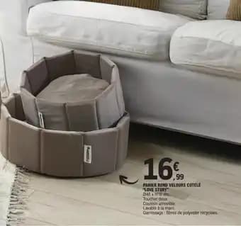 Panier rond velours cotelé "love story"