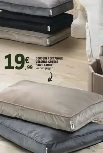 Coussin rectangle velours cotelé "love story"