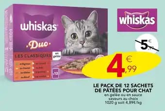 Whiskas Le pack de 12 sachets de pâtées pour chat