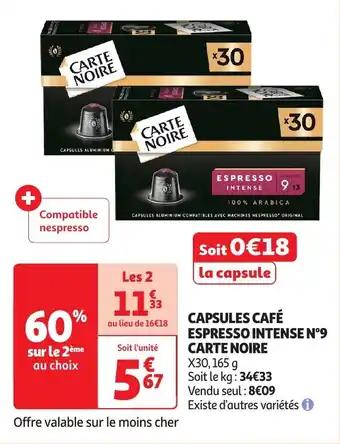 Capsules café espresso intense n°9 carte noire 165 g
