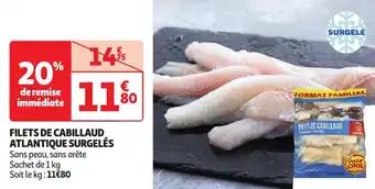 Filets de cabillaud atlantique surgelés 1 kg