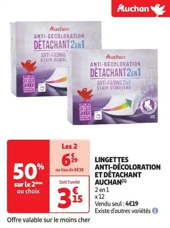 Lingettes anti-décoloration et détachant Auchan