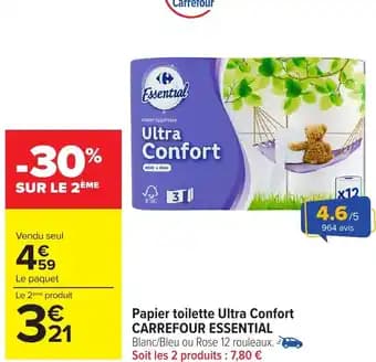 Papier toilette ultra confort carrefour essential