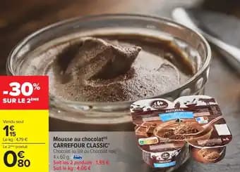 Mousse au chocolat carrefour classic 60 g