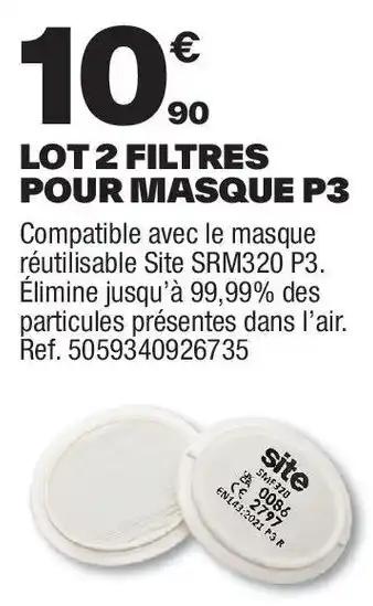 Lot 2 filtres pour masque p3s