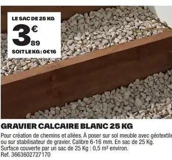 Gravier calcaire blanc 25 kg