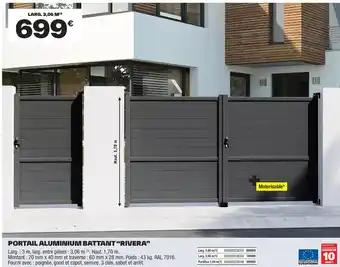 Portail aluminium battant "rivera❞