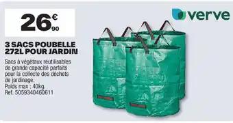 VERVE 3 sacs poubelle pour jardin 272 L