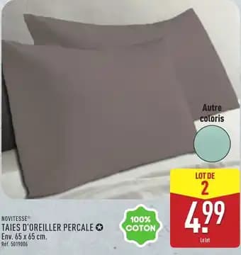 NOVITESSEⓇ Taies d'oreiller percale