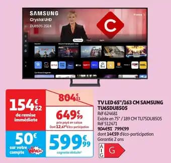 TV LED Samsung TU65DU8505 65"/163 cm