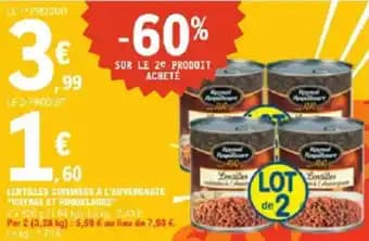 Lentilles cuisinees à l'auvergnate raynal et roquelaure 820 g