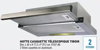Hotte casquette télescopique tiroir