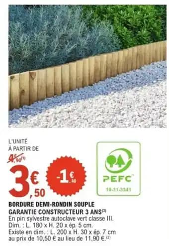 Bordure demi-rondin souple