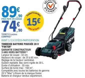 Promotion Exclusives de 26
Tondeuse poussée : Découvrez l'Offre incontournable