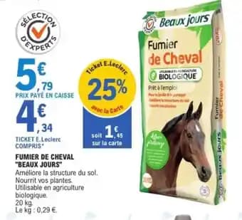 "BEAUX JOURS" Fumier de cheval 20 kg