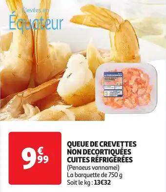 Queue de crevettes non decortiquées cuites réfrigérées 750 g