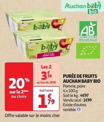 Purée de fruits auchan baby bio 100 g