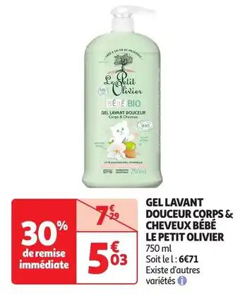 Gel lavant douceur corps & cheveux bébé le petit olivier 750 ml