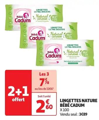 Lingettes nature bébé cadum