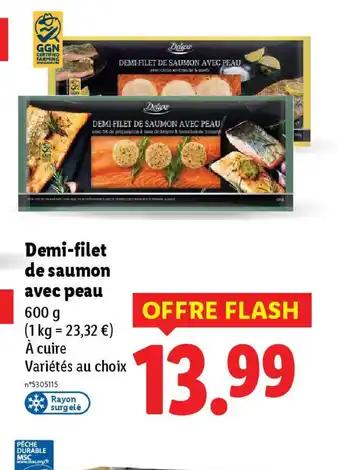 Demi-filet de saumon avec peau 600 g