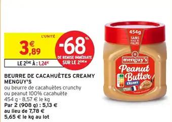 Beurre de cacahuètes creamy menguy's 454 g