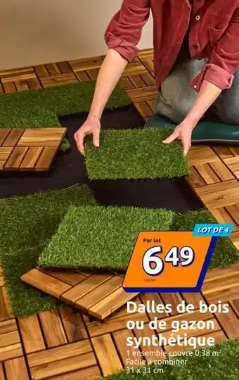 Dalles de bois ou de gazon synthétique 31 x 31 cm