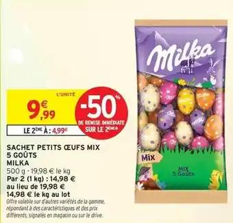 Milka - sachet petits oeufs mix 5 goûts