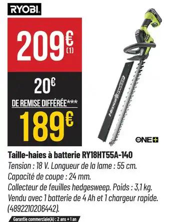 RYOBI Taille-haies à batterie RY18HT55A-140