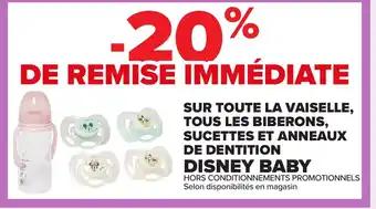 Sur toute la vaiselle, tous les biberons, sucettes et anneaux de dentition disney baby