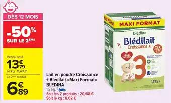 BLEDINA Lait en poudre Croissance + Blédilait <<Maxi Format>> 1.2 kg