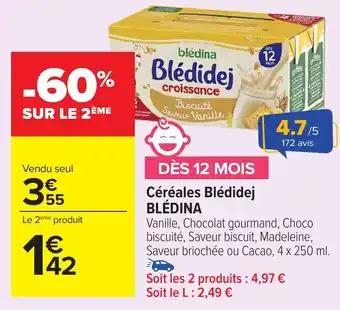 BLÉDINA Céréales Blédidej 4 x 250 ml