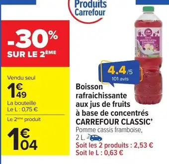 Boisson rafraichissante aux jus de fruits à base de concentrés carrefour classic' 2 l