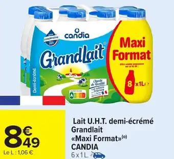 CANDIA Lait U.H.T. demi-écrémé Grandlait <<Maxi Format» 6 x 1 l