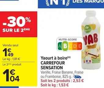 CARREFOUR SENSATION Yaourt à boire 825 g